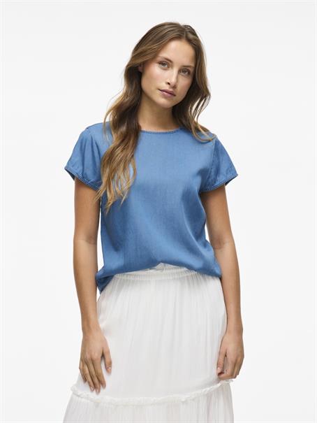 VIBISTA C/S O-NECK TOP - NOOS medium blue denim