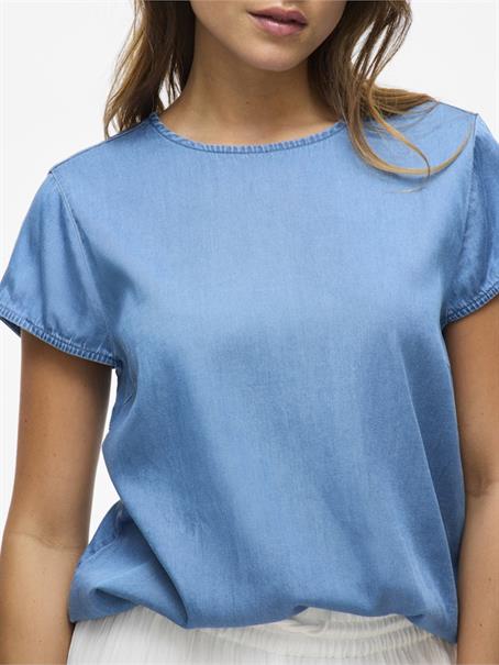 VIBISTA C/S O-NECK TOP - NOOS medium blue denim
