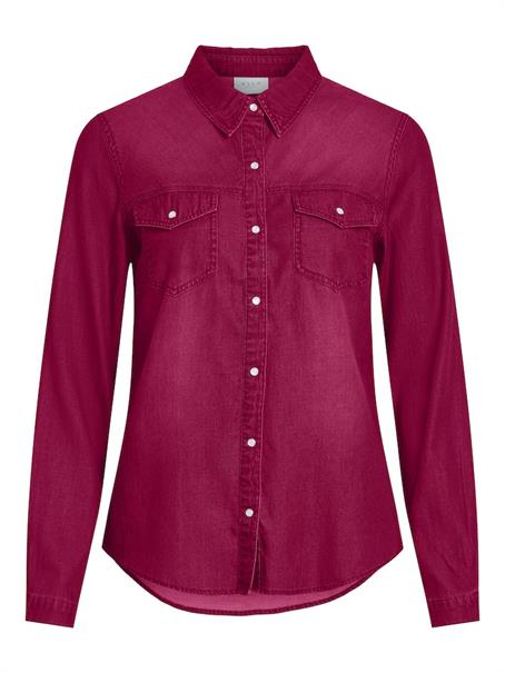 VIBISTA DENIM SHIRT-NOOS cerise