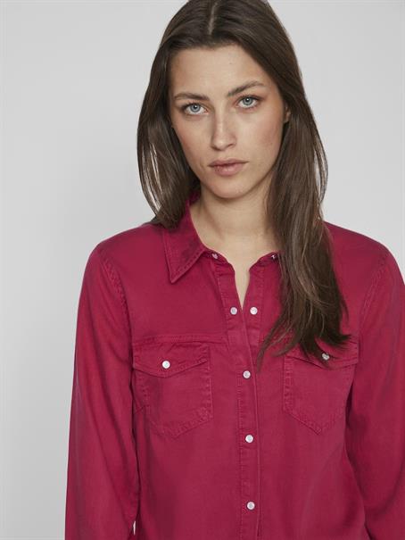 VIBISTA DENIM SHIRT-NOOS cerise