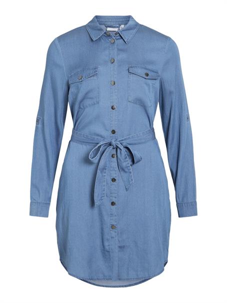 VIBISTA L/S SHIRT DRESS medium blue denim