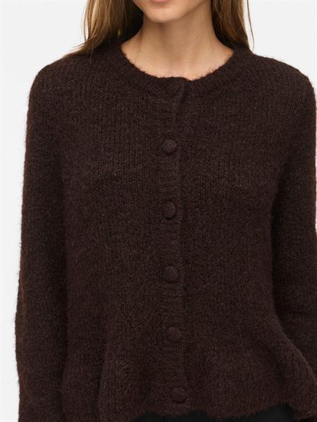 VIBOWS L/S FLOUNCE KNIT CARDIGAN-NOOS coffee bean