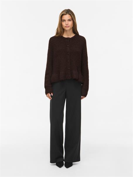 VIBOWS L/S FLOUNCE KNIT CARDIGAN-NOOS coffee bean