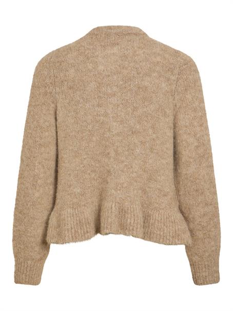 VIBOWS L/S FLOUNCE KNIT CARDIGAN-NOOS dark natural melange