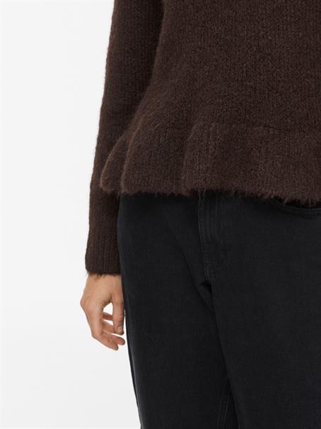 VIBOWS L/S FLOUNCE KNIT PULLOVER coffee bean