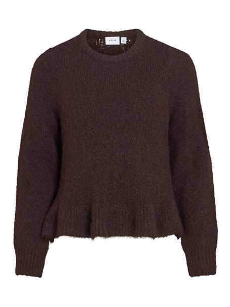 VIBOWS L/S FLOUNCE KNIT PULLOVER coffee bean