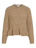 VIBOWS L/S FLOUNCE KNIT PULLOVER dark natural melange