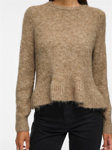 VIBOWS L/S FLOUNCE KNIT PULLOVER dark natural melange