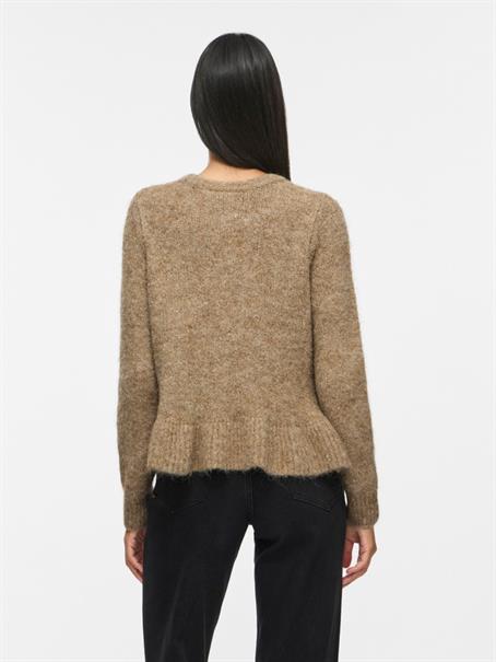VIBOWS L/S FLOUNCE KNIT PULLOVER dark natural melange