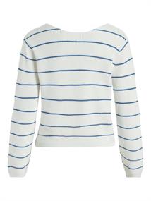 VICHAO V-NECK L/S KNIT TOP/SU - NOOS white alyssum-federal blue