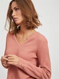 VICHASSA V-NECK L/S BUTTON KNIT TOP/L desert sand