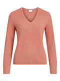VICHASSA V-NECK L/S BUTTON KNIT TOP/L desert sand