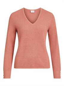 VICHASSA V-NECK L/S BUTTON KNIT TOP/L desert sand