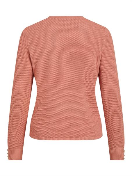 VICHASSA V-NECK L/S BUTTON KNIT TOP/L desert sand