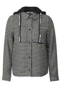 Vichy Overshirt mit Kapuze black
