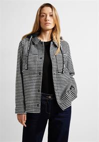 Vichy Overshirt mit Kapuze black