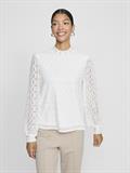 VICIKI L/S HIGH NECK LACE TOP/TB cloud dancer