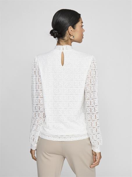 VICIKI L/S HIGH NECK LACE TOP/TB cloud dancer