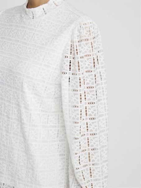 VICIKI L/S HIGH NECK LACE TOP/TB cloud dancer