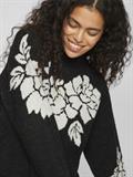 VICILIA HIGH NECK L/S JAQUARD TOP - NOOS black