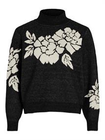 VICILIA HIGH NECK L/S JAQUARD TOP - NOOS black