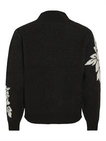 VICILIA HIGH NECK L/S JAQUARD TOP - NOOS black
