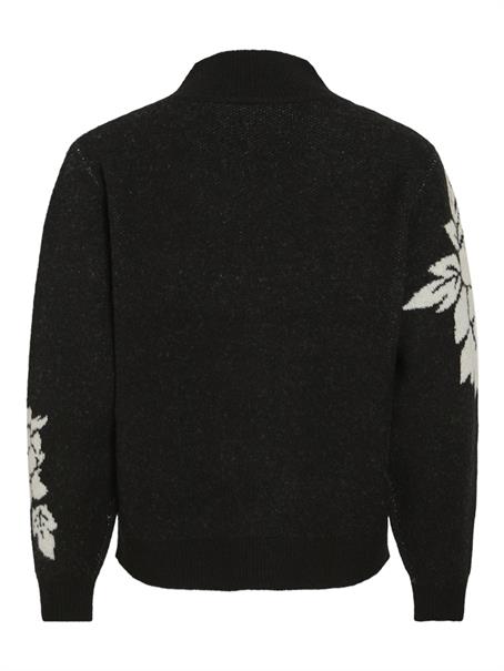VICILIA HIGH NECK L/S JAQUARD TOP - NOOS black