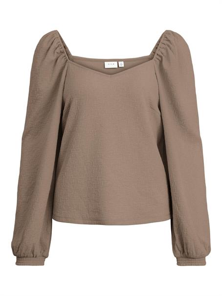 VICOTIN SQUARE NECK L/S TOP portabella