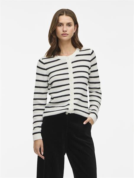 VIDALO O-NECK L/S KNIT CARDIGAN - NOOS white alyssum