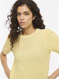 VIDALO O-NECK S/S KNIT TOP - NOOS pastel yellow