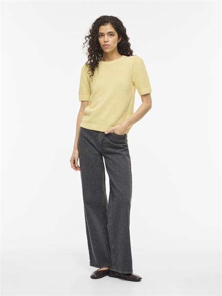 VIDALO O-NECK S/S KNIT TOP - NOOS pastel yellow