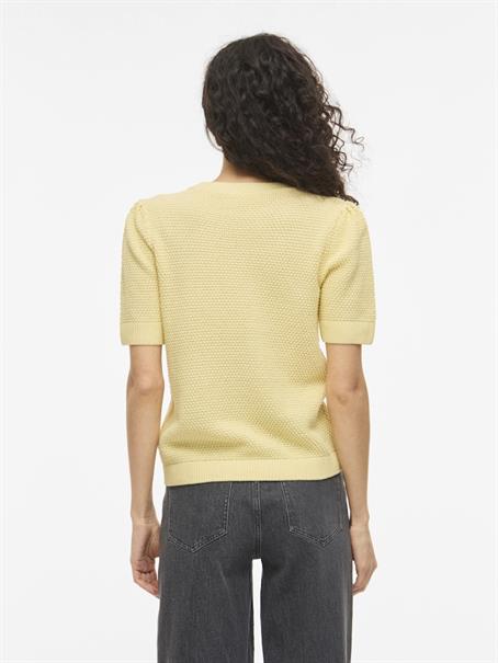 VIDALO O-NECK S/S KNIT TOP - NOOS pastel yellow
