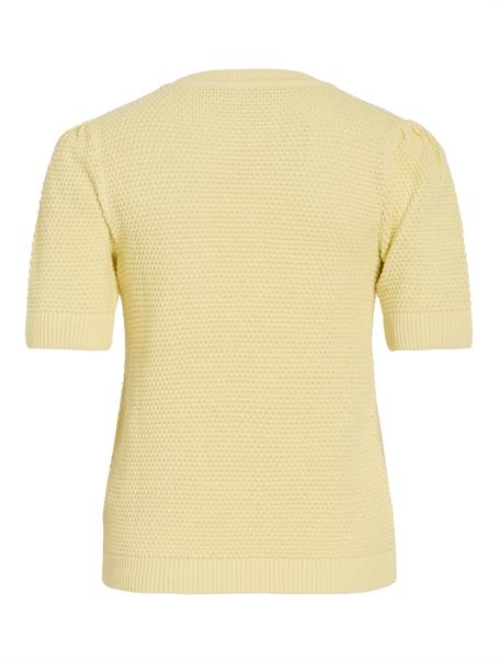 VIDALO O-NECK S/S KNIT TOP - NOOS pastel yellow