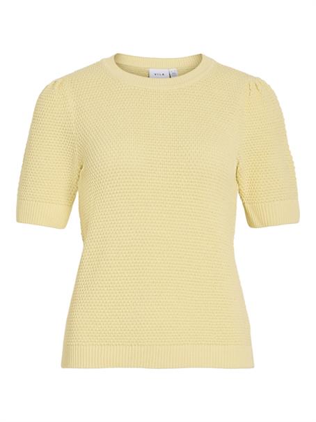 VIDALO O-NECK S/S KNIT TOP - NOOS pastel yellow
