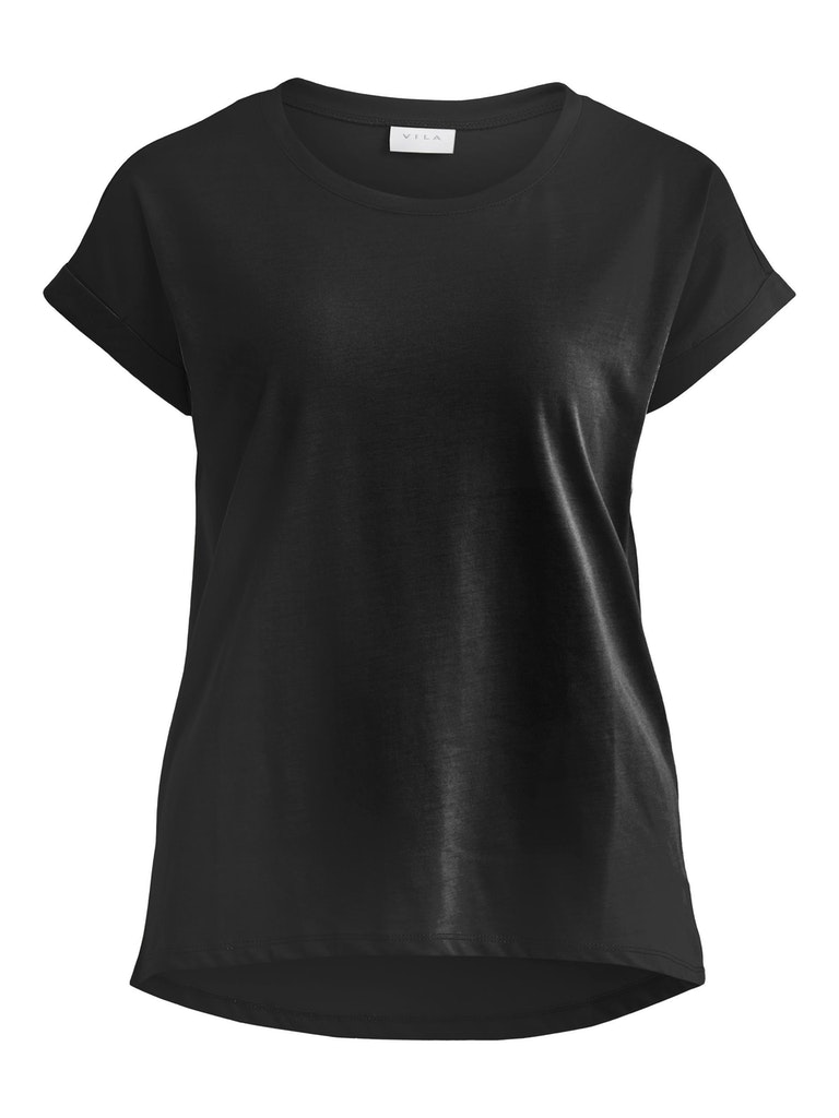 Vila Damen T-Shirt 14083083 Black - rundhalsausschnitt