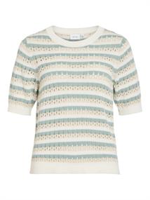 VIELINJA O-NECK 2/4 STRIPE KNIT TOP/R/1 snow white1