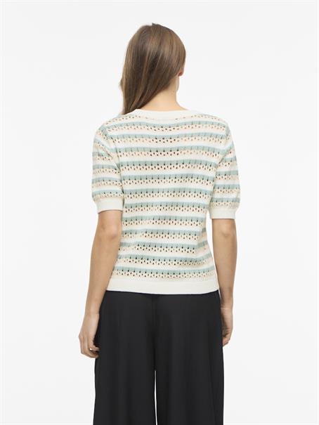 VIELINJA O-NECK 2/4 STRIPE KNIT TOP/R/1 snow white1