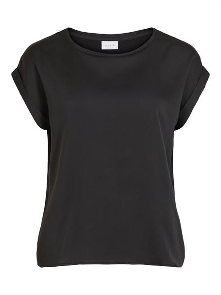 VIELLETTE S/S SATIN TOP - NOOS black