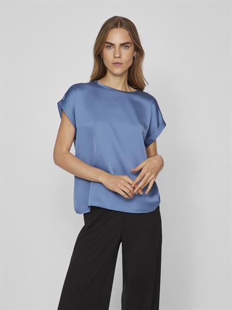 VIELLETTE S/S SATIN TOP - NOOS dunkelblau1