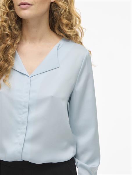 VIELLETTE V-NECK L/S SATIN SHIRT - NOOS nantucket breeze