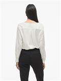 VIELLETTE V-NECK L/S SATIN SHIRT - NOOS snow white