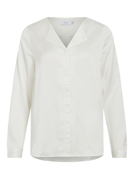 VIELLETTE V-NECK L/S SATIN SHIRT - NOOS snow white