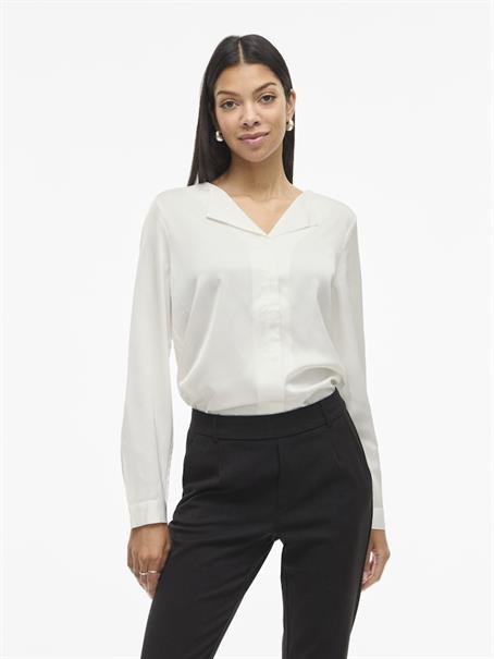 VIELLETTE V-NECK L/S SATIN SHIRT - NOOS snow white