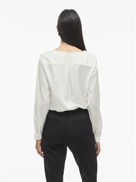 VIELLETTE V-NECK L/S SATIN SHIRT - NOOS snow white