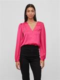 VIELLETTE V-NECK L/S SHIRT - NOOS pink yarrow