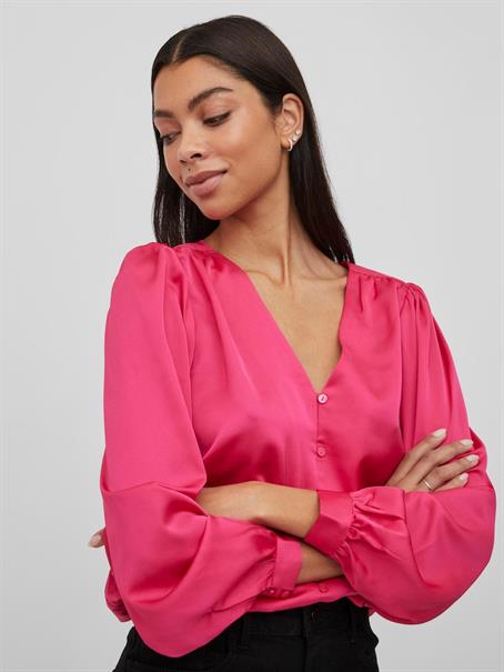 VIELLETTE V-NECK L/S SHIRT - NOOS pink yarrow