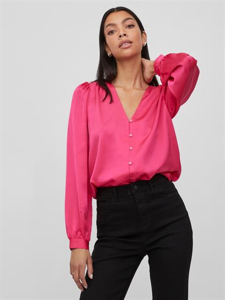 VIELLETTE V-NECK L/S SHIRT - NOOS pink yarrow