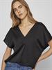 VIELLETTE V-NECK S/S SATIN TOP - NOOS black