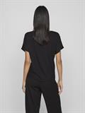 VIELLETTE V-NECK S/S SATIN TOP - NOOS black