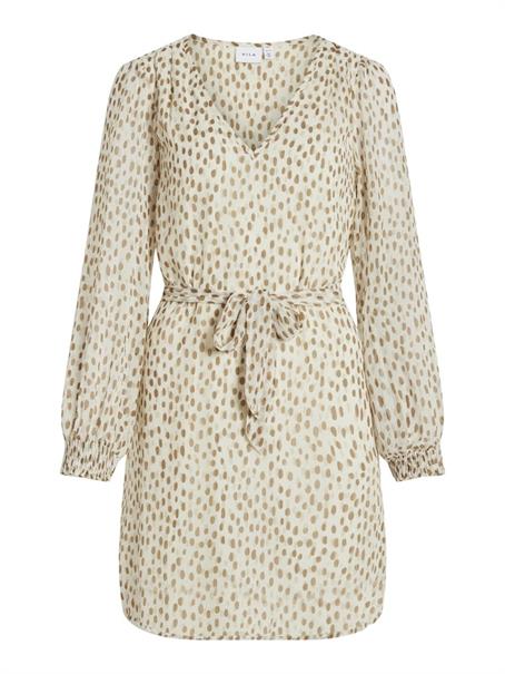 VIFALIA SMOCK V-NECK L/S DRESS - NOOS birch